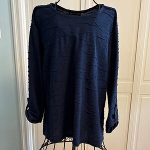Nina Leonard Midnight Blue Long Sleeve Top